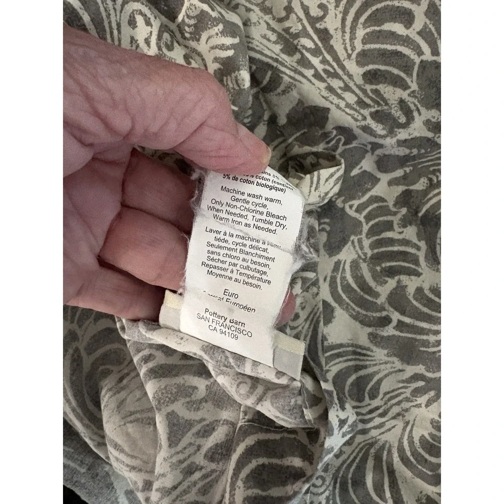 Pottery Barn White and Gray euro cotton Pillow Shams